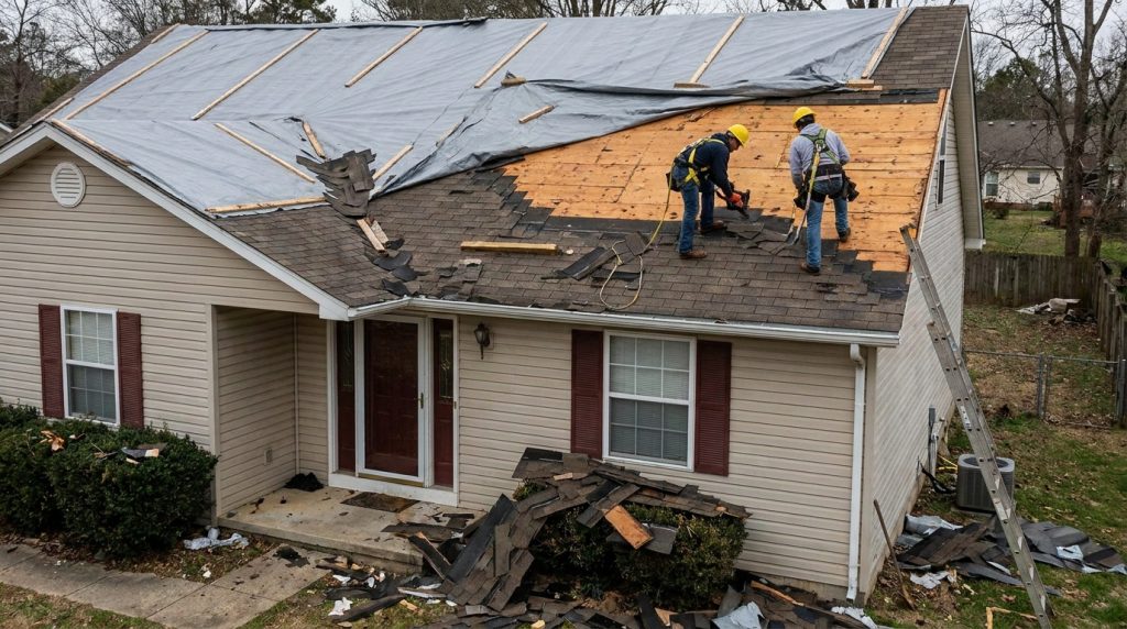 Storm damage roof